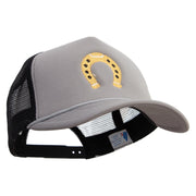 Sheriff Horseshoes Logo Embroidered Summer Foam Mesh Trucker Cap - Grey-Black OSFM