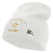 US Army Veteran Military Embroidered 8 Inch Knitted Short Beanie