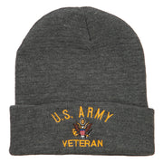 US Army Veteran Military Embroidered Long Beanie