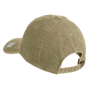 US Marine Corps Retired Emblem Embroidered Washed Solid Pigment Dyed Cotton Twill Brass Buckle Cap - Khaki OSFM
