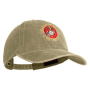 US Marine Corps Retired Emblem Embroidered Washed Solid Pigment Dyed Cotton Twill Brass Buckle Cap - Khaki OSFM