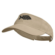 Go With The Flow Fish Embroidered Pro Style Cotton Twill Washed Visor - Khaki OSFM