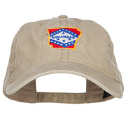 Arkansas State Map Flag Embroidered Washed Cap