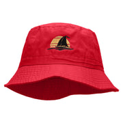 Sailboat Sunset Embroidered Bucket Hat - Red OSFM