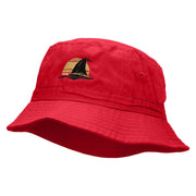 Sailboat Sunset Embroidered Bucket Hat - Red OSFM