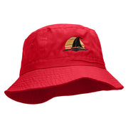 Sailboat Sunset Embroidered Bucket Hat - Red OSFM