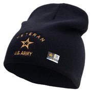 US Army Veteran Military Embroidered 8 Inch Knitted Short Beanie