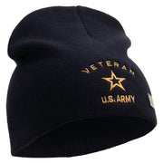 US Army Veteran Military Embroidered 8 Inch Knitted Short Beanie