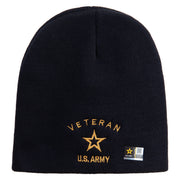 US Army Veteran Military Embroidered 8 Inch Knitted Short Beanie