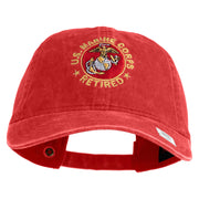 US Marine Corps Retired Emblem Embroidered Washed Solid Pigment Dyed Cotton Twill Brass Buckle Cap - Red OSFM