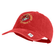 US Marine Corps Retired Emblem Embroidered Washed Solid Pigment Dyed Cotton Twill Brass Buckle Cap - Red OSFM