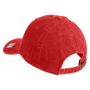 US Marine Corps Retired Emblem Embroidered Washed Solid Pigment Dyed Cotton Twill Brass Buckle Cap - Red OSFM