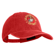 US Marine Corps Retired Emblem Embroidered Washed Solid Pigment Dyed Cotton Twill Brass Buckle Cap - Red OSFM