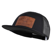Scuba Hair Don't Care Faux Leather Patched Trucker Cap - Black OSFM