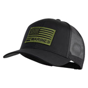 USA Green Flag Marines Patched Solid Cotton Twill Mesh Prostyle Cap - Black OSFM