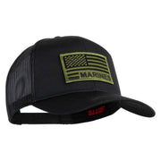 USA Green Flag Marines Patched Solid Cotton Twill Mesh Prostyle Cap - Black OSFM