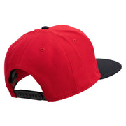 Peace Symbol Patched Wool Blend Flat Visor Pro Snapback Style Snapback Cap - Black-Red OSFM