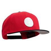 Peace Symbol Patched Wool Blend Flat Visor Pro Snapback Style Snapback Cap - Black-Red OSFM