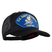U.S. Seabees Can Do Blue Patched Solid Cotton Twill Mesh Prostyle Cap - Black OSFM