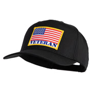 USA Flag Veteran Gold Edge Patched Solid Cotton Twill 5 Panel Prostyle Snap Cap - Black OSFM