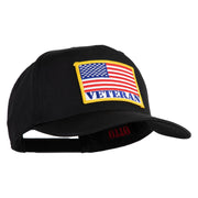 USA Flag Veteran Gold Edge Patched Solid Cotton Twill 5 Panel Prostyle Snap Cap - Black OSFM