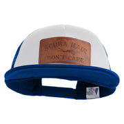 Scuba Hair Don't Care Faux Leather Patched Trucker Cap - White Royal OSFM