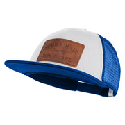 Scuba Hair Don't Care Faux Leather Patched Trucker Cap - White Royal OSFM