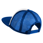 Scuba Hair Don't Care Faux Leather Patched Trucker Cap - White Royal OSFM