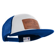 Scuba Hair Don't Care Faux Leather Patched Trucker Cap - White Royal OSFM