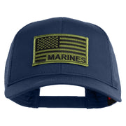 USA Green Flag Marines Patched Solid Cotton Twill Mesh Prostyle Cap - Navy OSFM