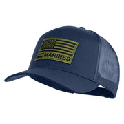 USA Green Flag Marines Patched Solid Cotton Twill Mesh Prostyle Cap - Navy OSFM