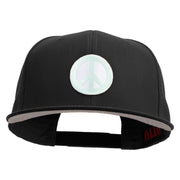 Peace Symbol Patched Wool Blend Flat Visor Pro Snapback Style Snapback Cap - Black OSFM