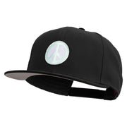 Peace Symbol Patched Wool Blend Flat Visor Pro Snapback Style Snapback Cap - Black OSFM