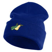 Pears Fruit Iron on Embroidered Patched 12 Inch Long Knitted Beanie - Royal OSFM