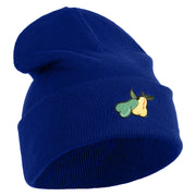Pears Fruit Iron on Embroidered Patched 12 Inch Long Knitted Beanie - Royal OSFM