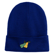 Pears Fruit Iron on Embroidered Patched 12 Inch Long Knitted Beanie - Royal OSFM