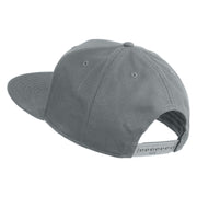 Old English V Faux Leather Patched Cotton Flat Bill Snap Cap - Grey OSFM