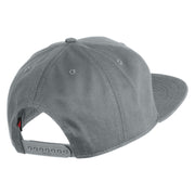 Old English V Faux Leather Patched Cotton Flat Bill Snap Cap - Grey OSFM