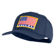 USA Flag Veteran Gold Edge Patched Solid Cotton Twill 5 Panel Prostyle Snap Cap - Navy OSFM