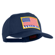 USA Flag Veteran Gold Edge Patched Solid Cotton Twill 5 Panel Prostyle Snap Cap - Navy OSFM