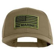 USA Green Flag Marines Patched Solid Cotton Twill Mesh Prostyle Cap - Khaki OSFM