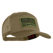 USA Green Flag Marines Patched Solid Cotton Twill Mesh Prostyle Cap - Khaki OSFM