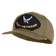 USAF Veteran Patched Solid Cotton Twill Pro Style Cap - Khaki OSFM