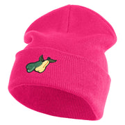 Pears Fruit Iron on Embroidered Patched 12 Inch Long Knitted Beanie - Magenta OSFM