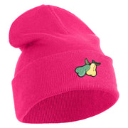 Pears Fruit Iron on Embroidered Patched 12 Inch Long Knitted Beanie - Magenta OSFM