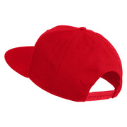 Old English V Faux Leather Patched Cotton Flat Bill Snap Cap - Red OSFM