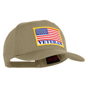 USA Flag Veteran Gold Edge Patched Solid Cotton Twill 5 Panel Prostyle Snap Cap - Khaki OSFM