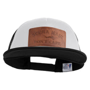Scuba Hair Don't Care Faux Leather Patched Trucker Cap - White Black OSFM