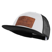 Scuba Hair Don't Care Faux Leather Patched Trucker Cap - White Black OSFM
