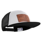 Scuba Hair Don't Care Faux Leather Patched Trucker Cap - White Black OSFM